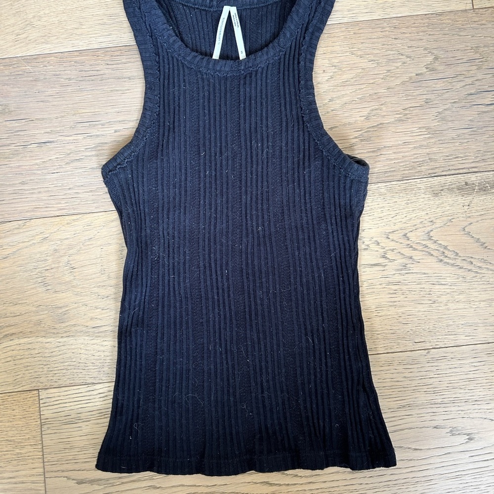 Anthropologie Sweater Women's XS Black Knit Ribbedf Sleeveless Tank Top Preppy